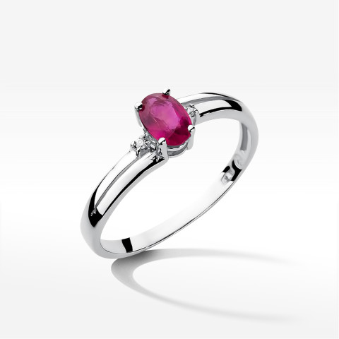 Pierścionek z białego złota z rubinem - próba 585 0,629CT PV-158BR