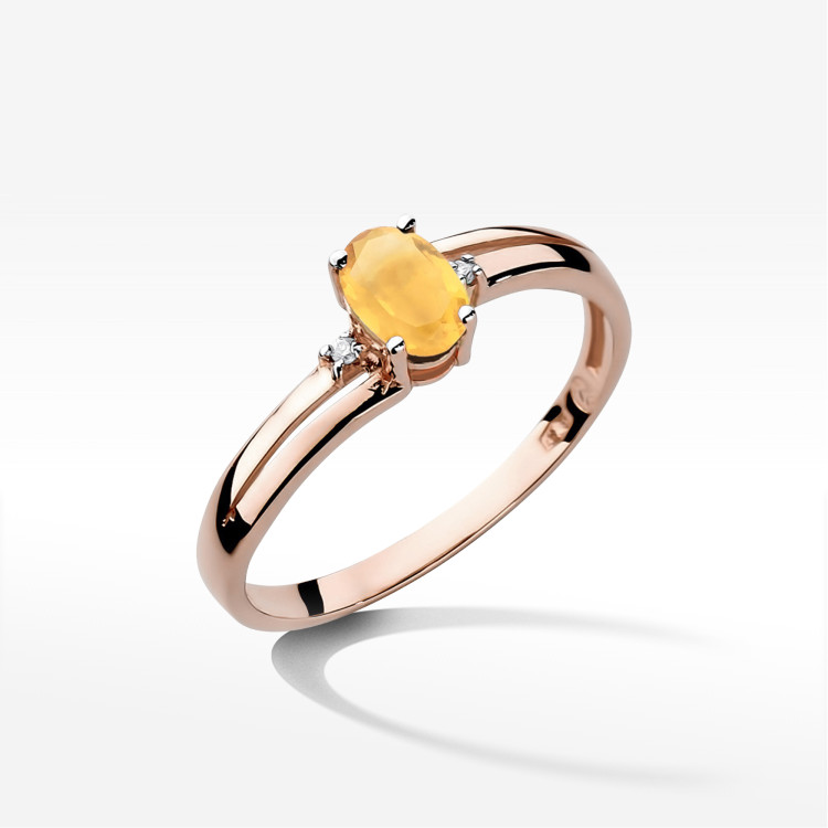 Pierścionek PV-158 Cytryn 0,60ct różowe złoto