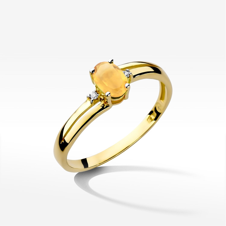 Pierścionek PV-158 Cytryn 0,60ct żółte złoto