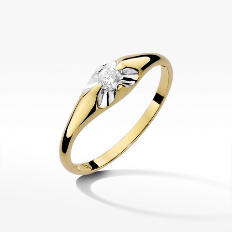 Pierścionek z żółtego złota z diamentem - próba 585 0,10CT W-331A
