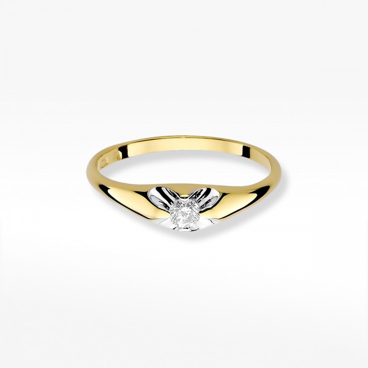 Pierścionek z żółtego złota z diamentem - próba 585 0,10CT W-331A