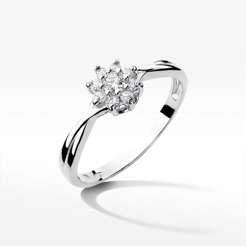 Pierścionek z białego złota z diamentami  - próba 585 0,22CT PV-185B