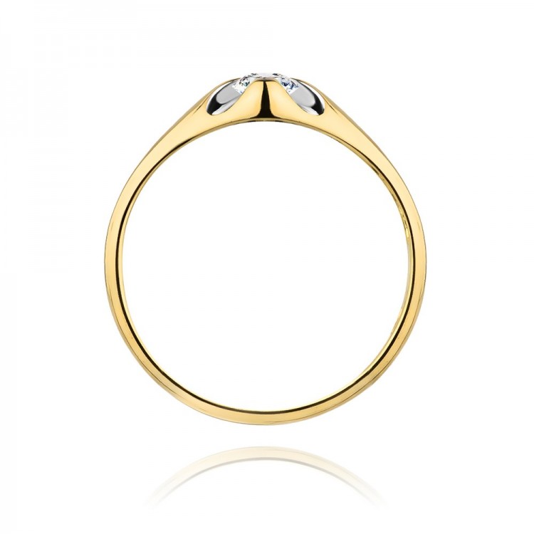 Pierścionek z żółtego złota z diamentem - próba 585 0,10CT W-331A