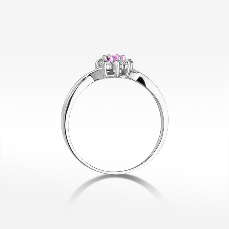 Pierścionek PV-185 Różowy Topaz 0,13ct białe złoto
