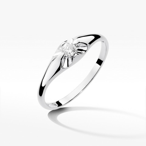 Pierścionek z białego złota z diamentem - próba 585 0,10CT W-331B