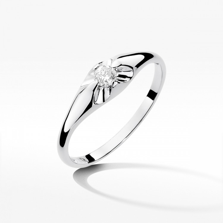 Pierścionek z białego złota z diamentem - próba 585 0,10CT W-331B