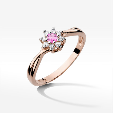 Pierścionek PV-185 Różowy Topaz 0,13ct różowe złoto
