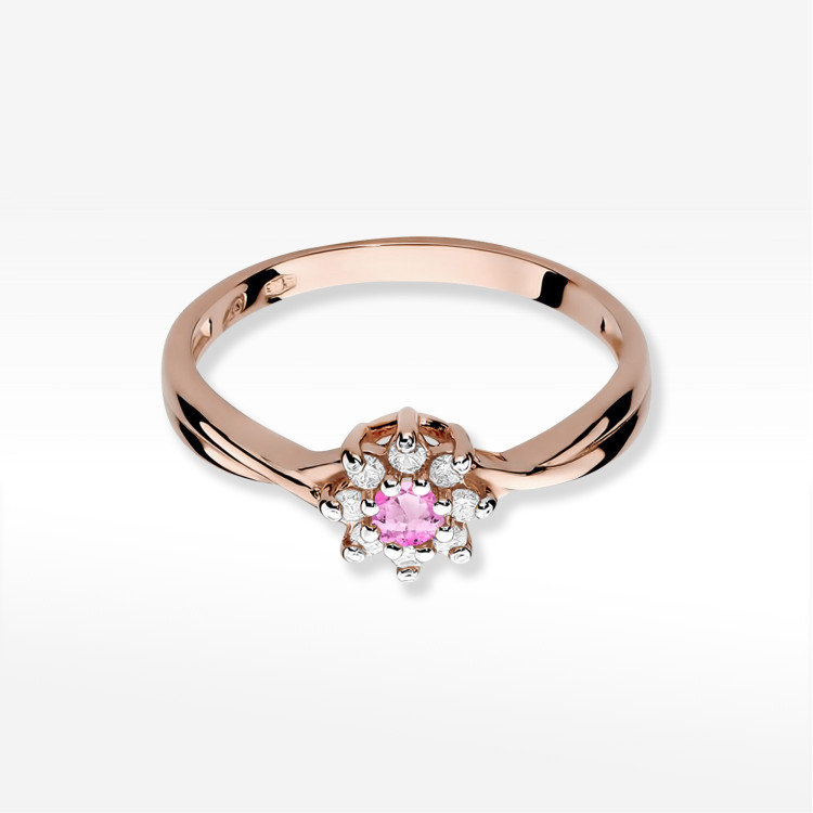 Pierścionek PV-185 Różowy Topaz 0,13ct różowe złoto