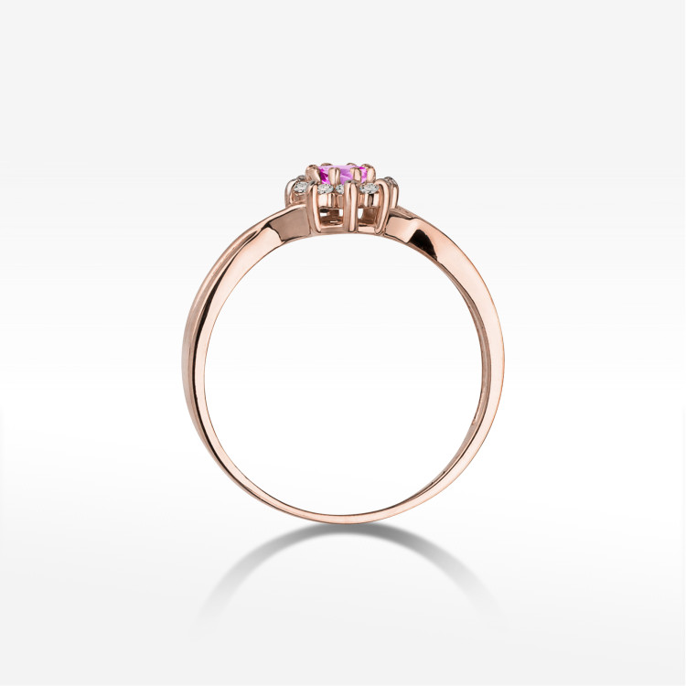 Pierścionek PV-185 Różowy Topaz 0,13ct różowe złoto