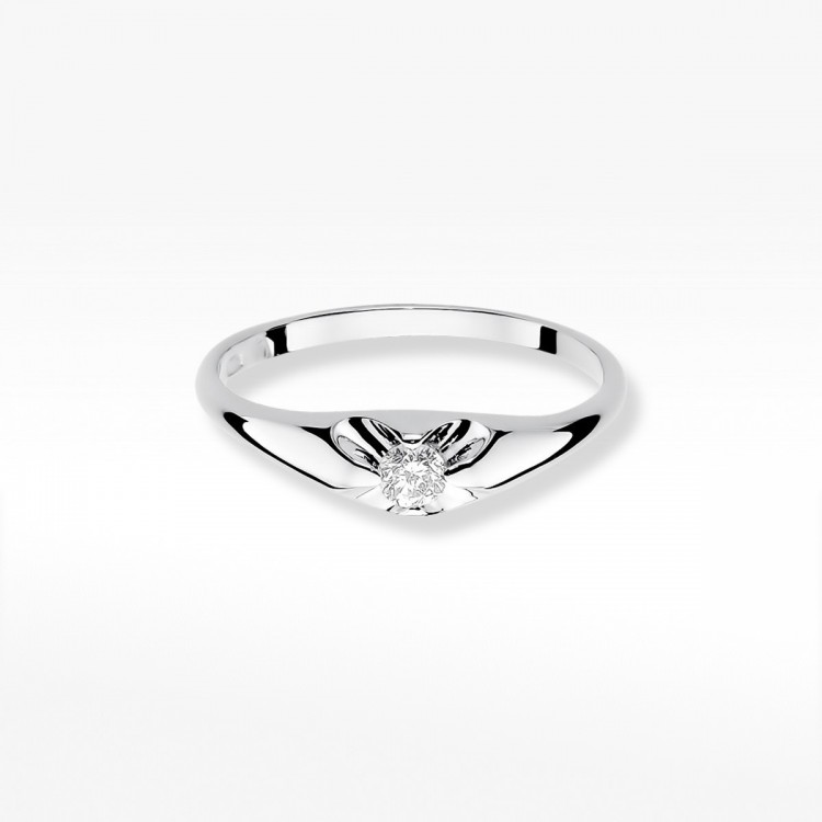 Pierścionek z białego złota z diamentem - próba 585 0,10CT W-331B