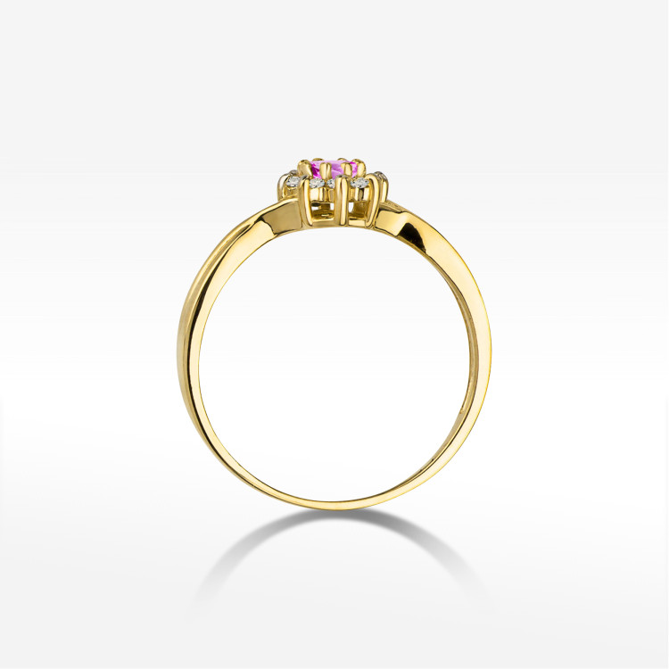 Pierścionek PV-185 Różowy Topaz 0,13ct żółte złoto