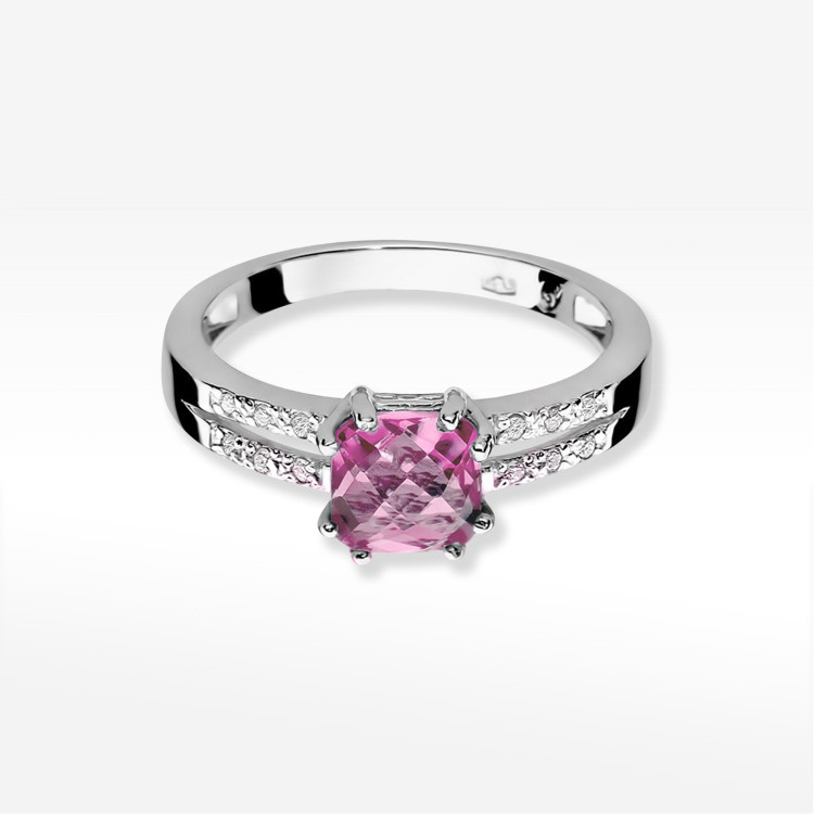 Pierścionek PV-142 Różowy Topaz 1,10ct białe złoto