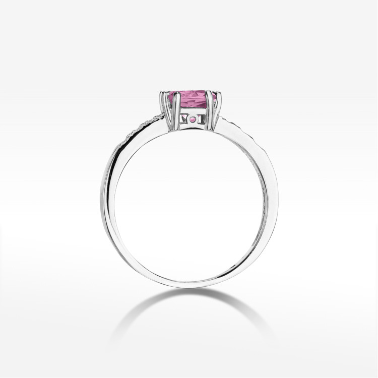 Pierścionek PV-142 Różowy Topaz 1,10ct białe złoto