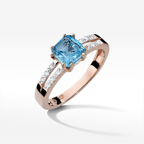 Pierścionek z różowego złota z topazem Swiss - próba 585 1,16CT PV-142CT