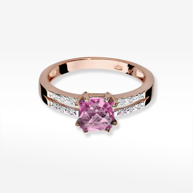 Pierścionek PV-142 Różowy Topaz 1,10ct różowe złoto
