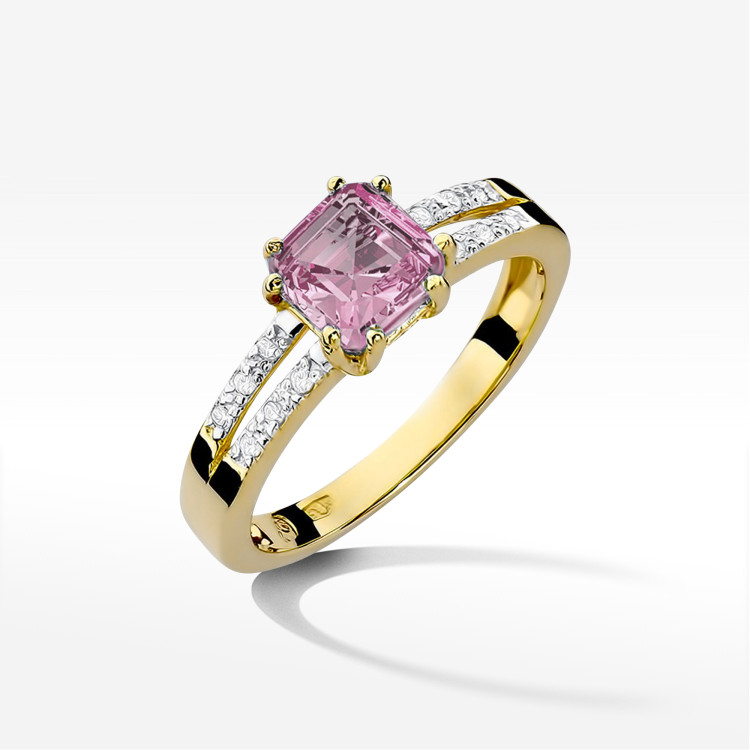 Pierścionek PV-142 Różowy Topaz 1,10ct żółte złoto