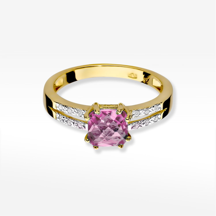 Pierścionek PV-142 Różowy Topaz 1,10ct żółte złoto