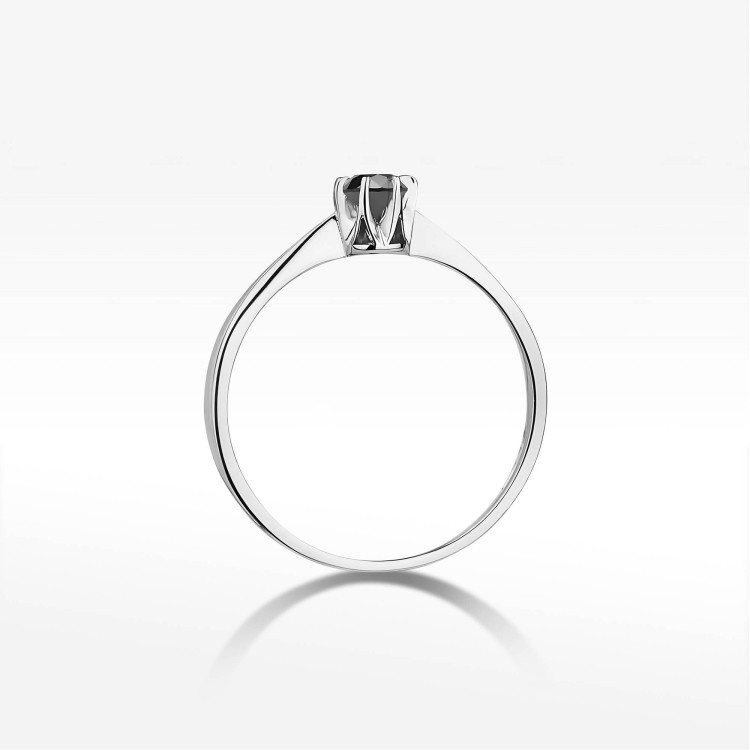 Pierścionek W0111 Czarny Diament 0,12ct białe złoto