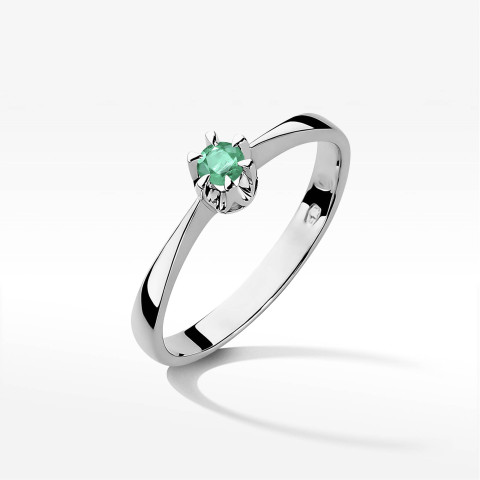 Pierścionek W0111 Szmaragd 0,15ct białe złoto