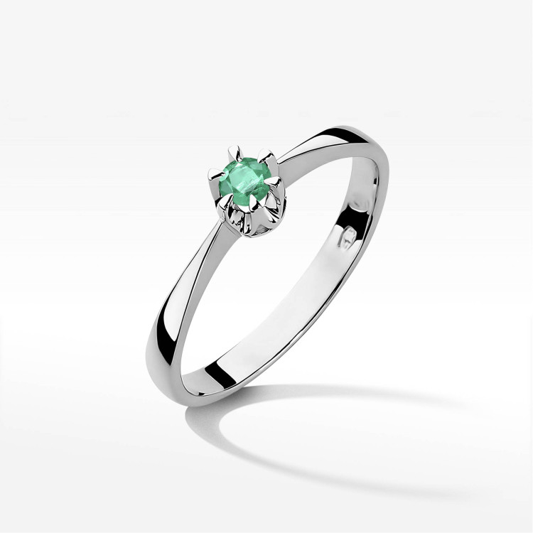 Pierścionek W0111 Szmaragd 0,15ct białe złoto