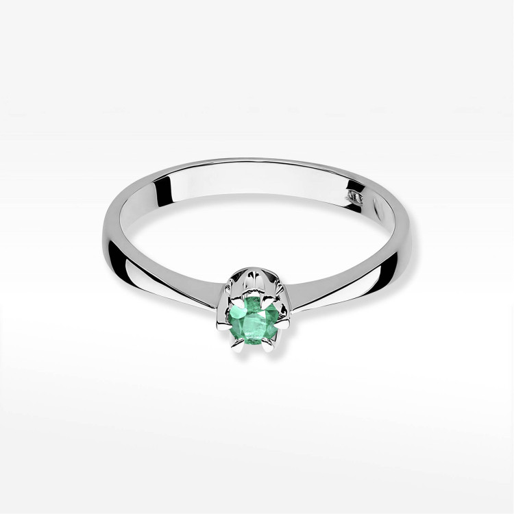 Pierścionek W0111 Szmaragd 0,15ct białe złoto
