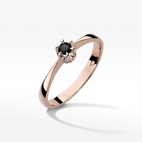 Pierścionek W0111 Czarny Diament 0,12ct różowe złoto