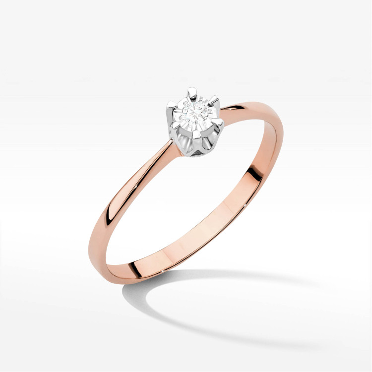Pierścionek W0111T Diament 0,03ct różowe złoto