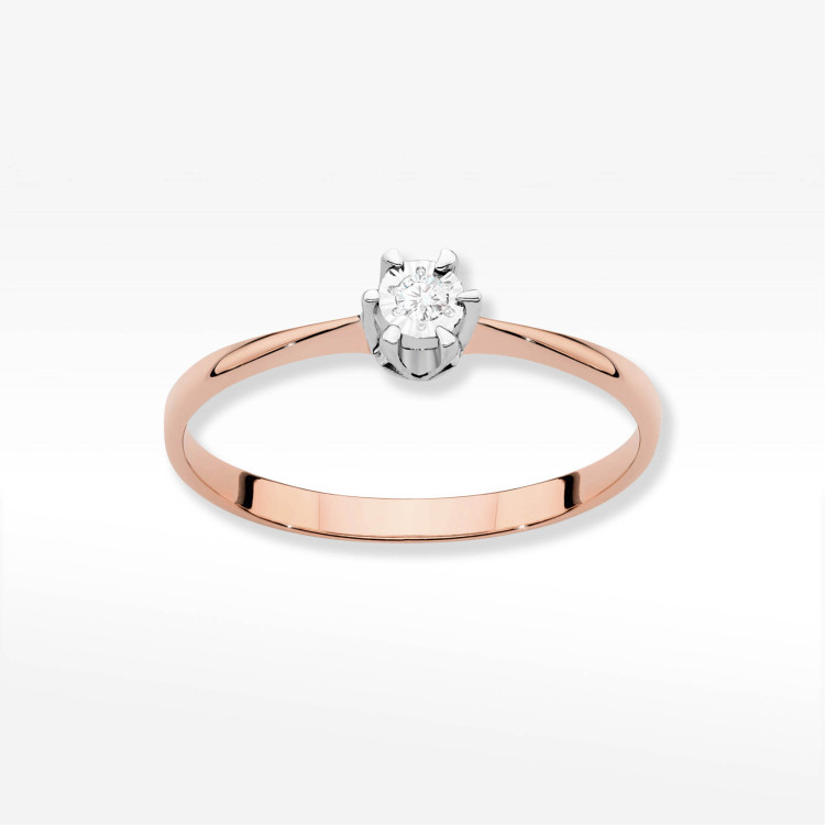 Pierścionek W0111T Diament 0,03ct różowe złoto