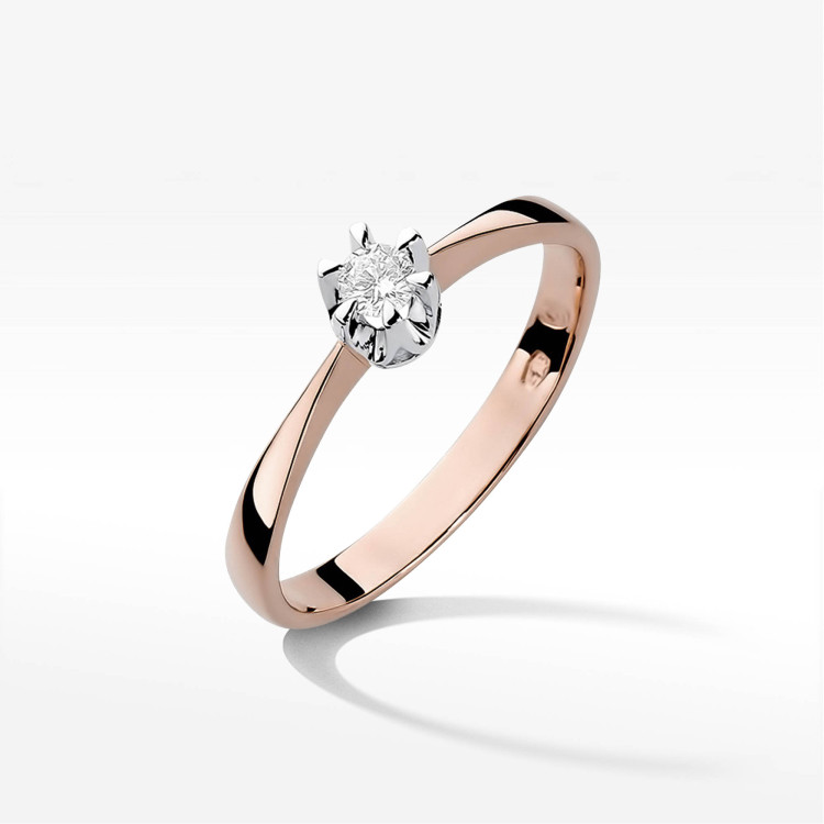 Pierścionek W0111 Diament 0,20ct różowe złoto