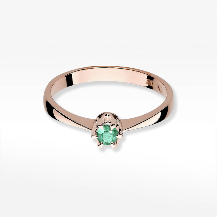 Pierścionek W0111 Szmaragd 0,15ct różowe złoto