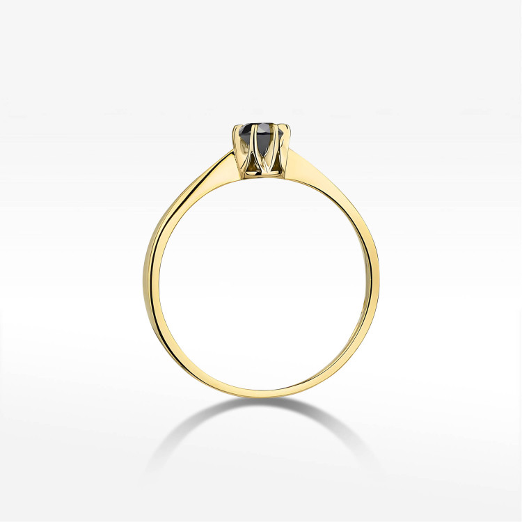 Pierścionek W0111 Czarny Diament 0,12ct żółte złoto