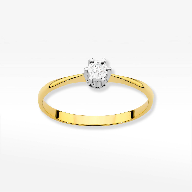 Pierścionek W0111T Diament 0,03ct żółte złoto
