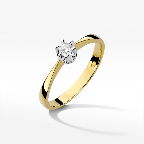 Pierścionek W0111 Diament 0,20ct żółte złoto