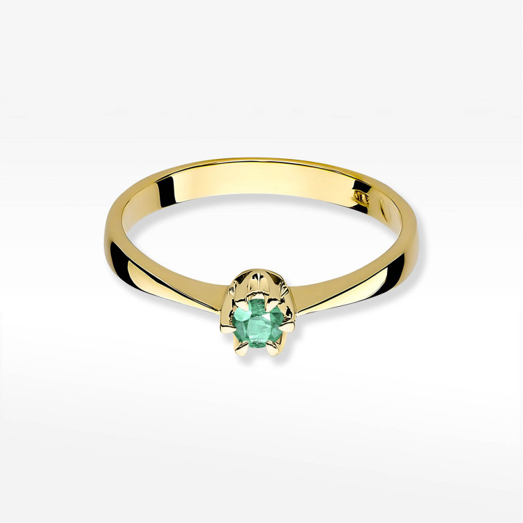 Pierścionek W0111 Szmaragd 0,15ct żółte złoto