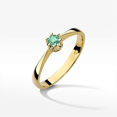 Pierścionek W0111 Szmaragd 0,15ct żółte złoto