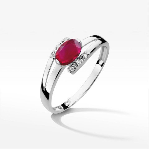 Pierścionek z białego złota z rubinem - próba 585 0,652CT PV-072BR