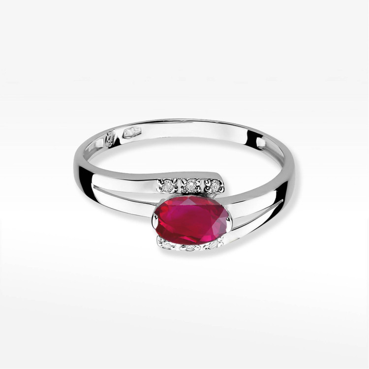 Pierścionek z białego złota z rubinem - próba 585 0,652CT PV-072BR