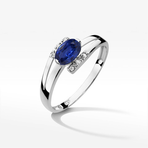 Pierścionek z białego złota z szafirem - próba 585 0,752CT PV-072BS