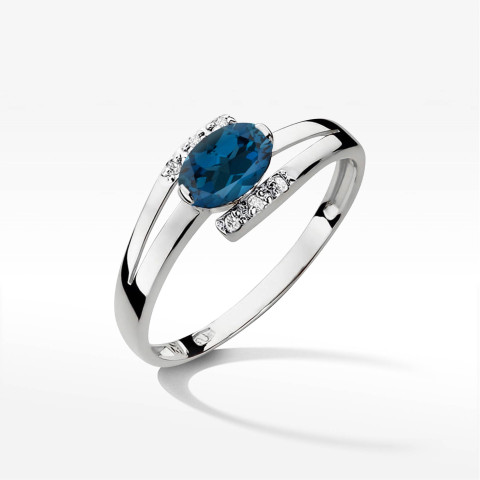 Pierścionek PV-072 Topaz London Blue 0,50ct białe złoto
