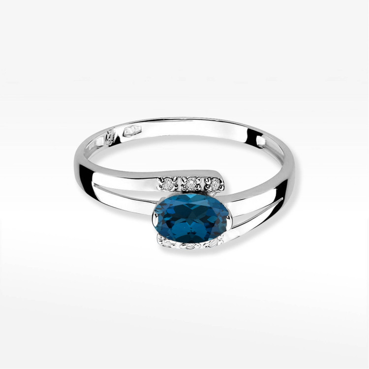 Pierścionek PV-072 Topaz London Blue 0,50ct białe złoto