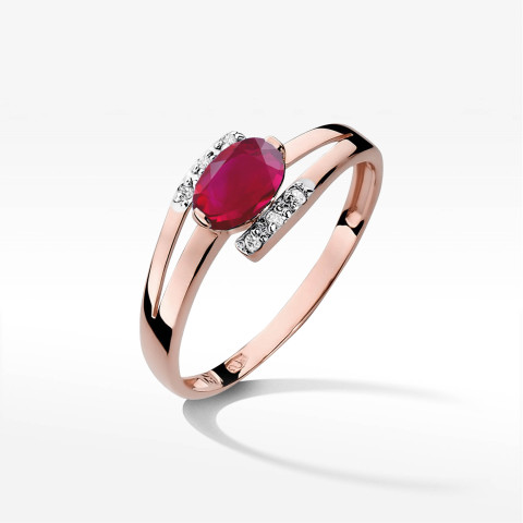 Pierścionek z różowego złota z rubinem - próba 585 0,652CT PV-072CR
