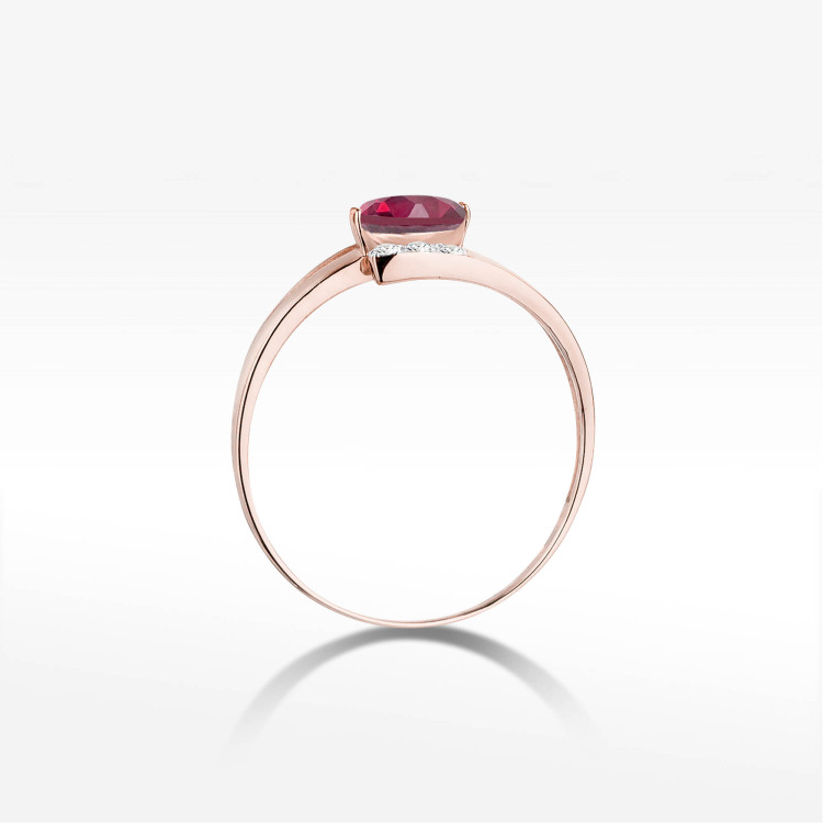 Pierścionek z różowego złota z rubinem - próba 585 0,652CT PV-072CR