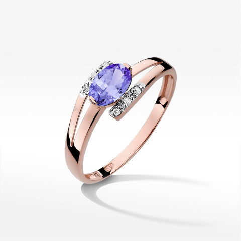 Pierścionek z różowego złota z tanzanitem - próba 585 0,452CT PV-072CT