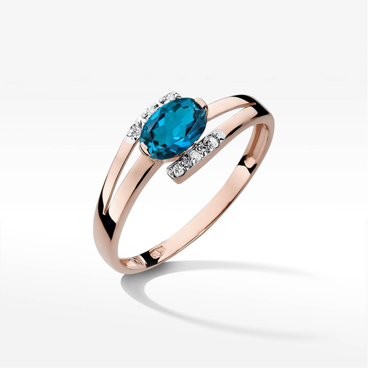 Pierścionek PV-072 Topaz London Blue 0,50ct różowe złoto