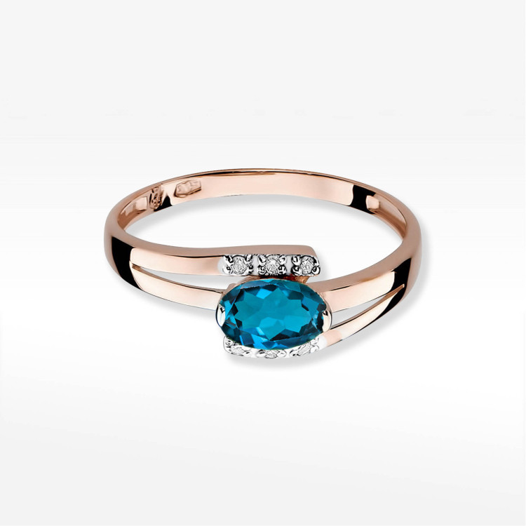 Pierścionek PV-072 Topaz London Blue 0,50ct różowe złoto