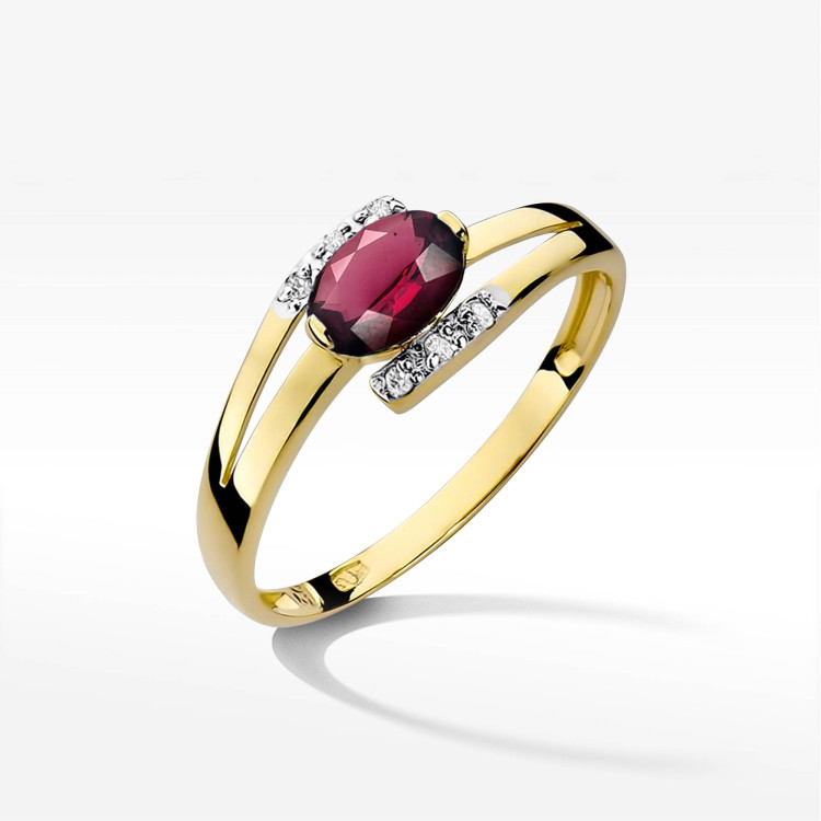 Pierścionek PV-072 Rodolit 0,50ct żółte złoto