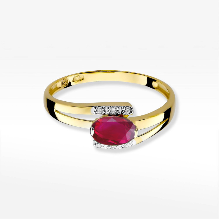 Pierścionek z żółtego złota z rubinem - próba 585 0,652CT PV-072AR