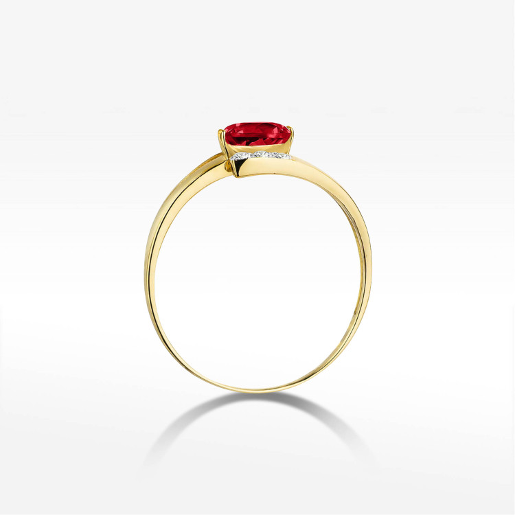 Pierścionek z żółtego złota z rubinem - próba 585 0,652CT PV-072AR