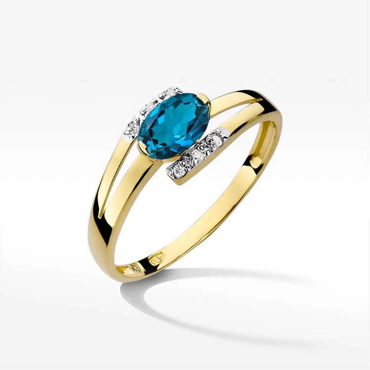 Pierścionek PV-072 Topaz London Blue 0,50ct żółte złoto