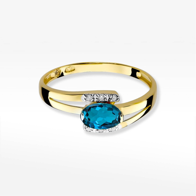 Pierścionek PV-072 Topaz London Blue 0,50ct żółte złoto
